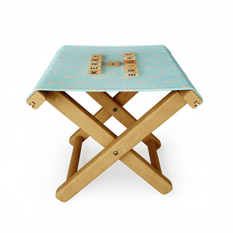 Happee Monkee Merry and Bright Candy Canes Folding Stool