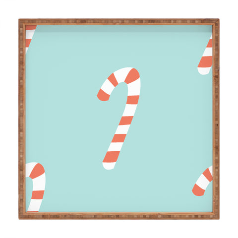 Happee Monkee Merry and Bright Candy Canes Square Tray