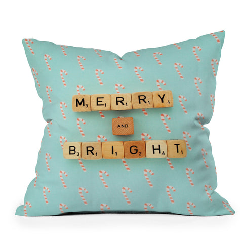 Happee Monkee Merry and Bright Candy Canes Throw Pillow
