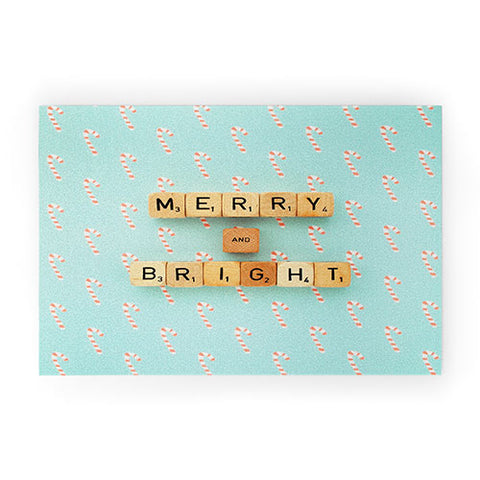 Happee Monkee Merry and Bright Candy Canes Welcome Mat