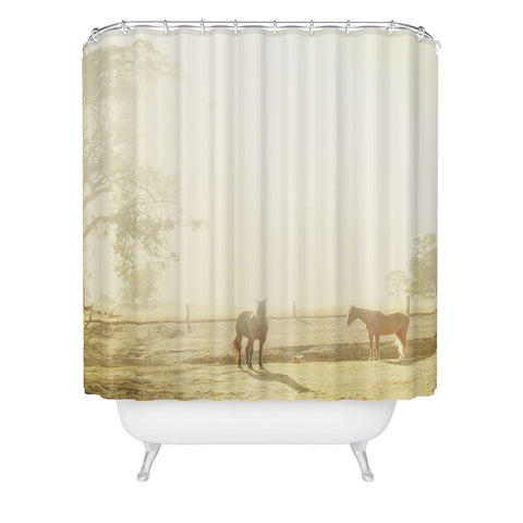 Happee Monkee Morning Horses Shower Curtain