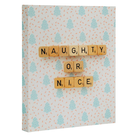 Happee Monkee Naughty or Nice Scrabble Art Canvas