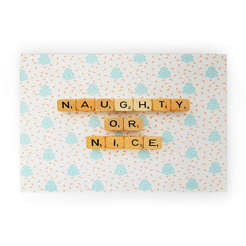 Happee Monkee Naughty or Nice Scrabble Welcome Mat