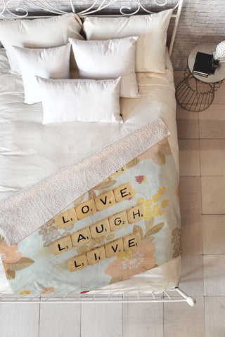 Happee Monkee Play Love Laugh Live Fleece Throw Blanket