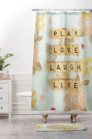 Happee Monkee Play Love Laugh Live Shower Curtain And Mat