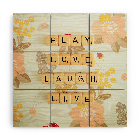 Happee Monkee Play Love Laugh Live Wood Wall Mural