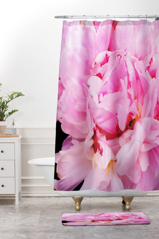 Happee Monkee Pretty Pink Peony Shower Curtain And Mat