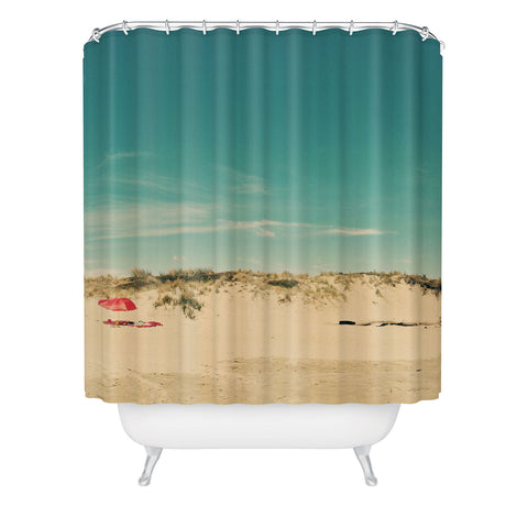Happee Monkee Red Beach Umbrella Shower Curtain