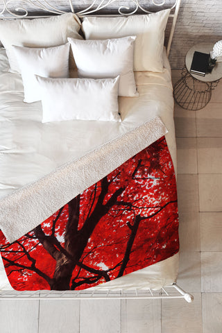 Happee Monkee Red Canopy Fleece Throw Blanket