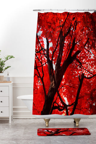 Happee Monkee Red Canopy Shower Curtain And Mat