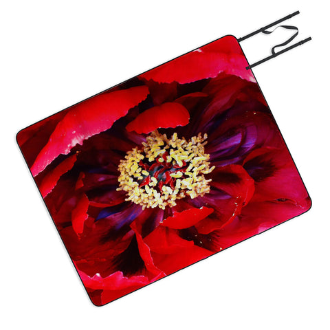 Happee Monkee Red Peony Picnic Blanket