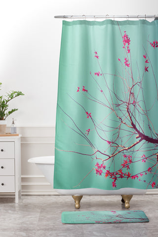 Happee Monkee Red Stars Shower Curtain And Mat