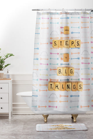 Happee Monkee Small Steps To Big Things Shower Curtain And Mat