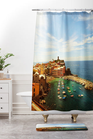 Happee Monkee Summer in Vernazza Shower Curtain And Mat