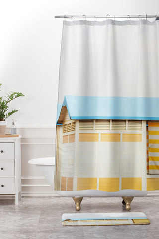 Happee Monkee Sunny Beach Huts Shower Curtain And Mat
