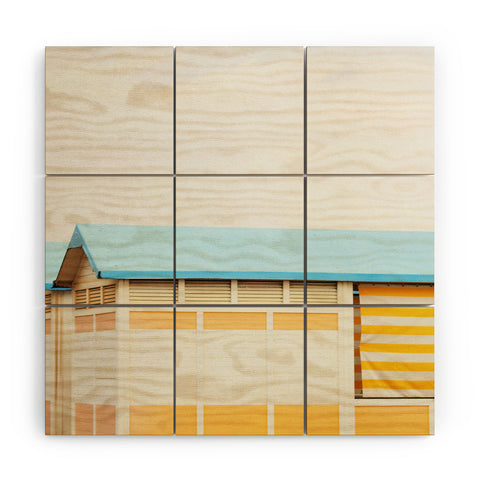 Happee Monkee Sunny Beach Huts Wood Wall Mural