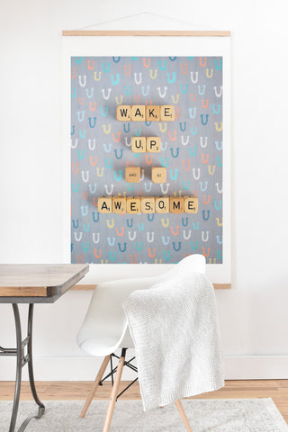 Happee Monkee Wake Up And Be Awesome Art Print And Hanger