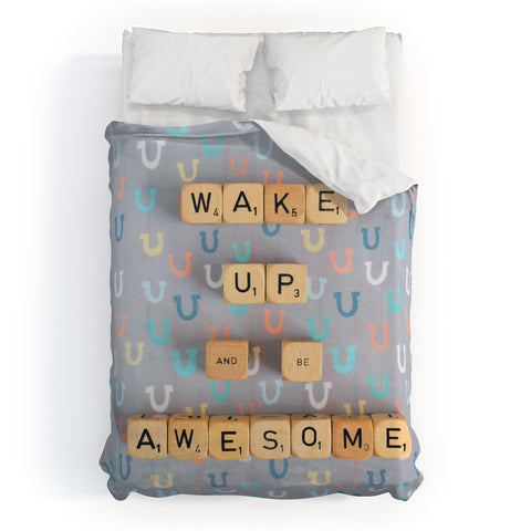Happee Monkee Wake Up And Be Awesome Duvet Cover