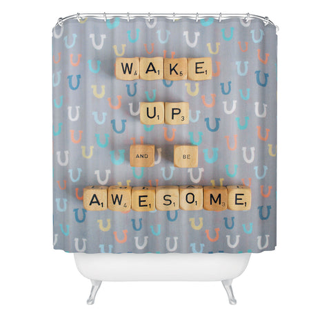 Happee Monkee Wake Up And Be Awesome Shower Curtain