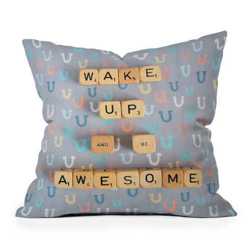 Happee Monkee Wake Up And Be Awesome Throw Pillow