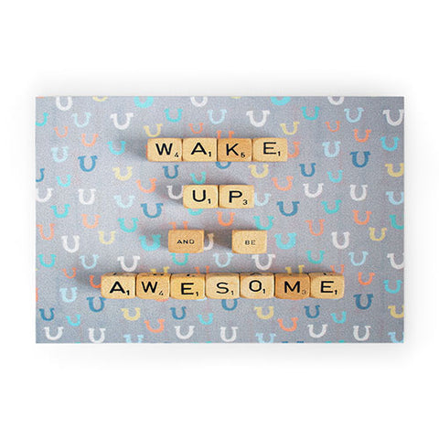 Happee Monkee Wake Up And Be Awesome Welcome Mat