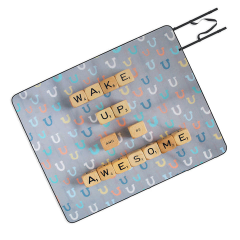Happee Monkee Wake Up And Be Awesome Picnic Blanket