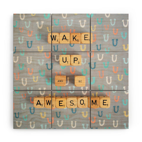 Happee Monkee Wake Up And Be Awesome Wood Wall Mural