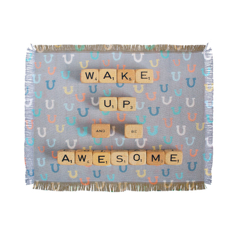 Happee Monkee Wake Up And Be Awesome Throw Blanket