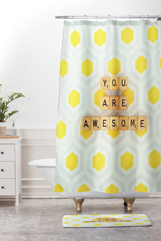 Happee Monkee You Are Awesome Shower Curtain And Mat
