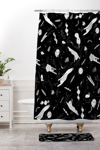 Happyminders Creature Pattern Shower Curtain And Mat