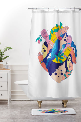 Happyminders Heart Strong Shower Curtain And Mat