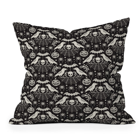 Heather Dutton All Hallows Eve Black Ivory Throw Pillow
