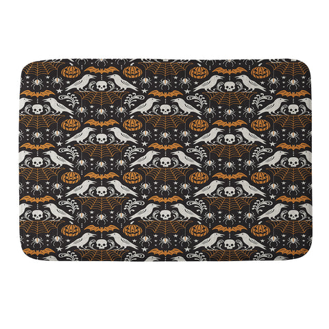 Heather Dutton All Hallows Eve Black Orange Memory Foam Bath Mat