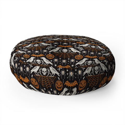 Heather Dutton All Hallows Eve Black Orange Floor Pillow Round