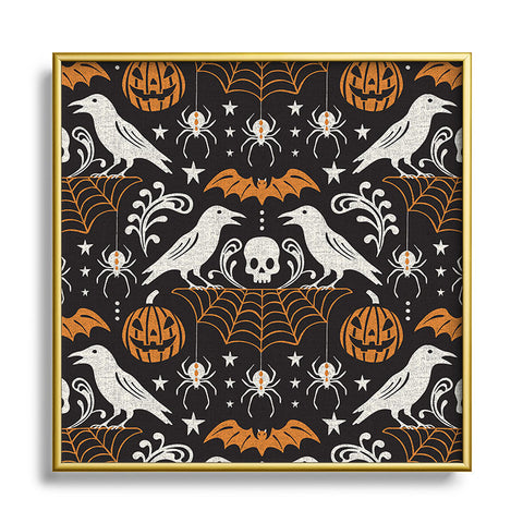 Heather Dutton All Hallows Eve Black Orange Metal Square Framed Art Print