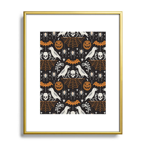 Heather Dutton All Hallows Eve Black Orange Metal Framed Art Print