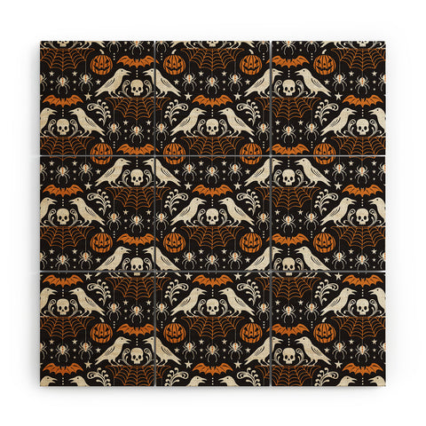 Heather Dutton All Hallows Eve Black Orange Wood Wall Mural