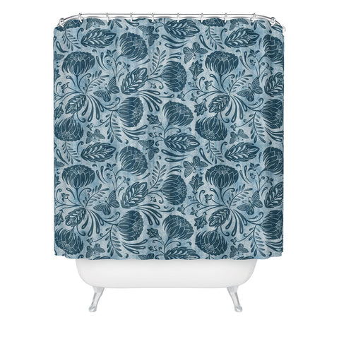 Heather Dutton Arabella Washed Indigo Shower Curtain