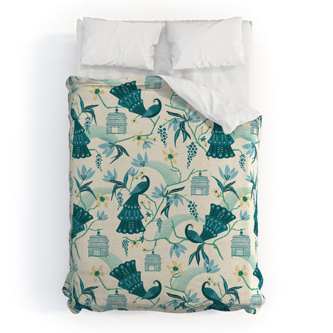Heather Dutton Aviary Cream Duvet Cover