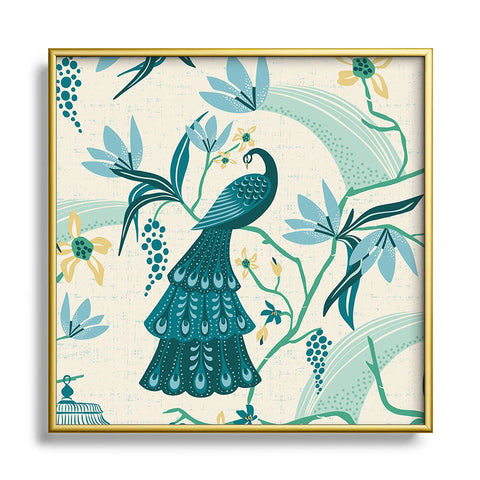 Heather Dutton Aviary Cream Metal Square Framed Art Print