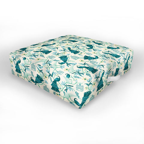 Heather Dutton Aviary Cream Outdoor Floor Cushion