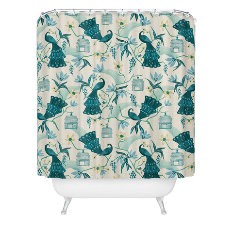 Heather Dutton Aviary Cream Shower Curtain
