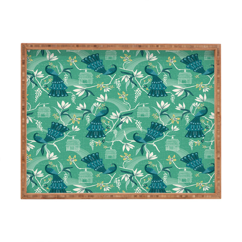 Heather Dutton Aviary Green Rectangular Tray