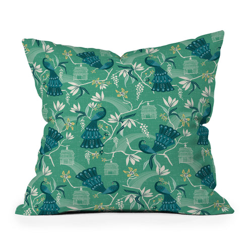 Heather Dutton Aviary Green Throw Pillow