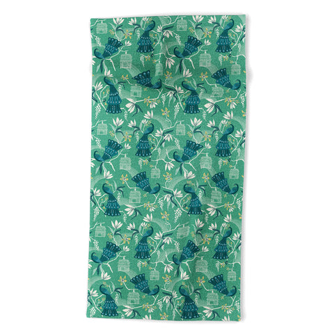 Heather Dutton Aviary Green Beach Towel