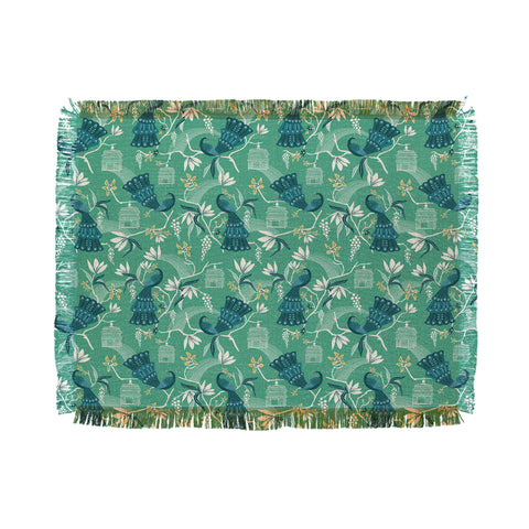 Heather Dutton Aviary Green Throw Blanket