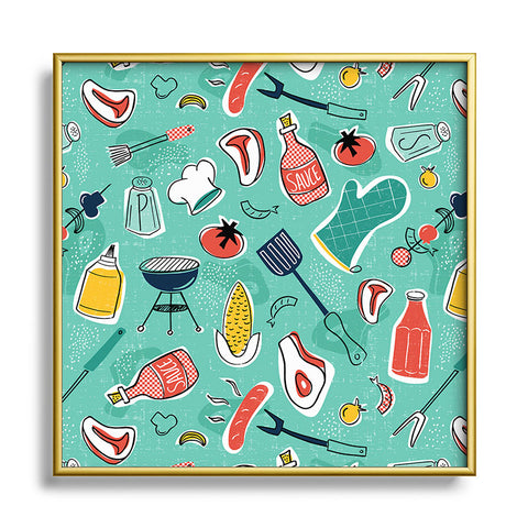 Heather Dutton Backyard BBQ Metal Square Framed Art Print