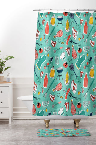 Heather Dutton Backyard BBQ Shower Curtain And Mat