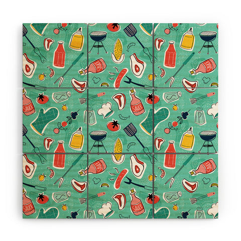 Heather Dutton Backyard BBQ Wood Wall Mural