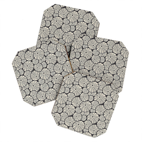 Heather Dutton Bed Of Urchins Charcoal Ivory Coaster Set